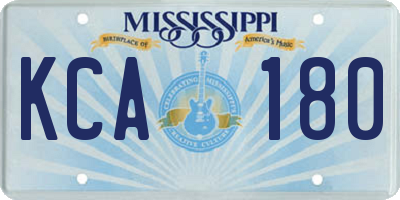 MS license plate KCA180