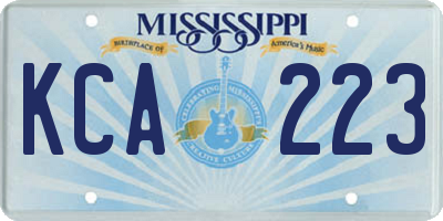 MS license plate KCA223