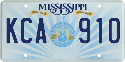 MS license plate KCA910