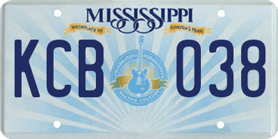 MS license plate KCB038