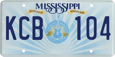 MS license plate KCB104