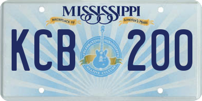 MS license plate KCB200