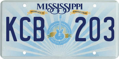 MS license plate KCB203