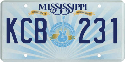 MS license plate KCB231