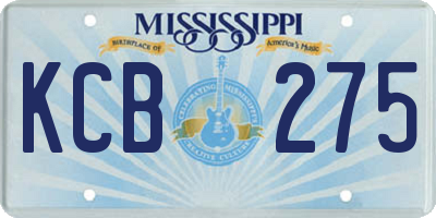MS license plate KCB275