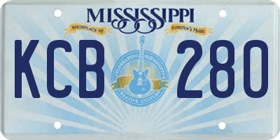 MS license plate KCB280