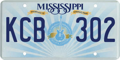 MS license plate KCB302