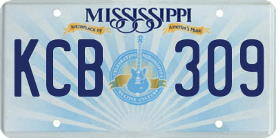 MS license plate KCB309