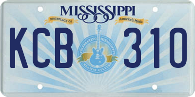 MS license plate KCB310