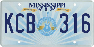 MS license plate KCB316