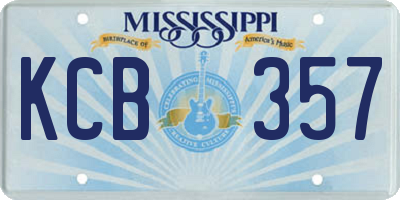 MS license plate KCB357