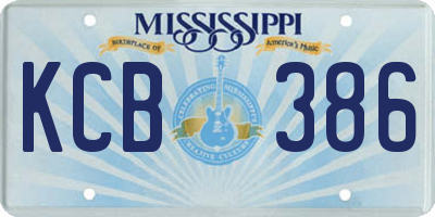 MS license plate KCB386