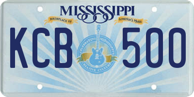 MS license plate KCB500