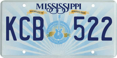 MS license plate KCB522