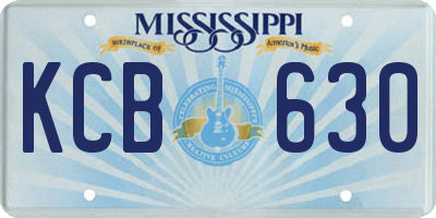 MS license plate KCB630
