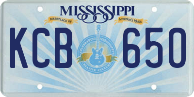 MS license plate KCB650