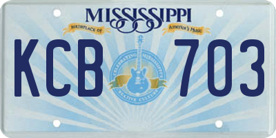 MS license plate KCB703
