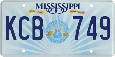 MS license plate KCB749