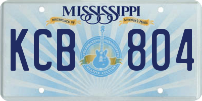 MS license plate KCB804