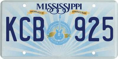 MS license plate KCB925