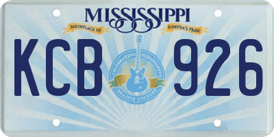 MS license plate KCB926