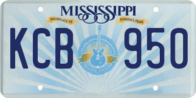 MS license plate KCB950