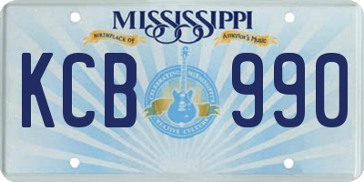 MS license plate KCB990