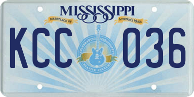 MS license plate KCC036