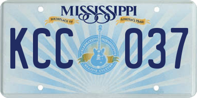 MS license plate KCC037
