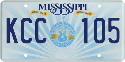 MS license plate KCC105