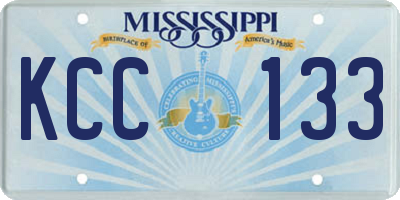 MS license plate KCC133
