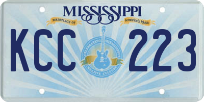 MS license plate KCC223