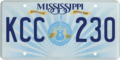 MS license plate KCC230