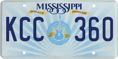 MS license plate KCC360