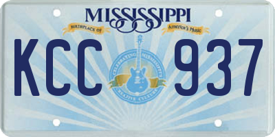 MS license plate KCC937