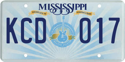 MS license plate KCD017