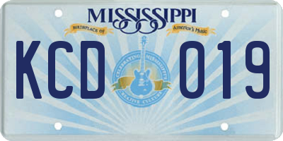 MS license plate KCD019