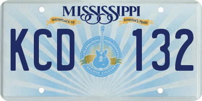MS license plate KCD132