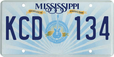 MS license plate KCD134