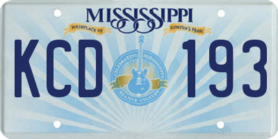 MS license plate KCD193