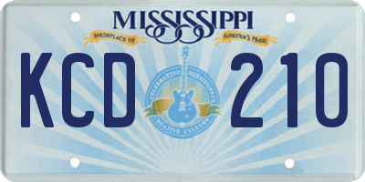 MS license plate KCD210