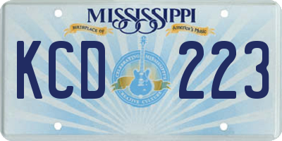 MS license plate KCD223