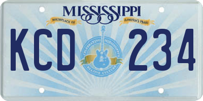 MS license plate KCD234