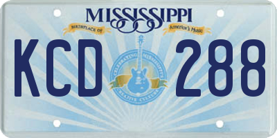 MS license plate KCD288
