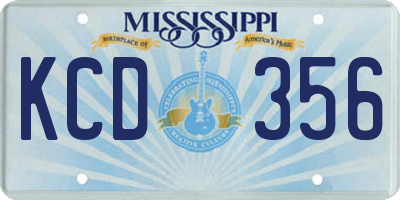 MS license plate KCD356