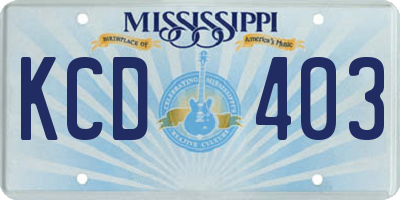 MS license plate KCD403