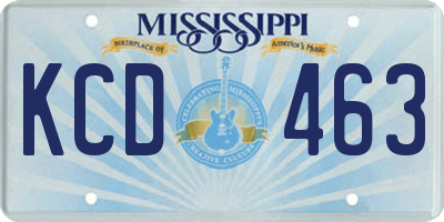 MS license plate KCD463