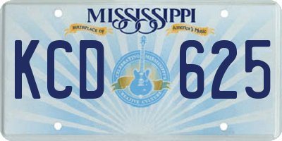 MS license plate KCD625