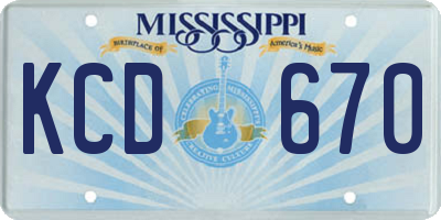 MS license plate KCD670
