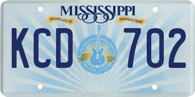 MS license plate KCD702